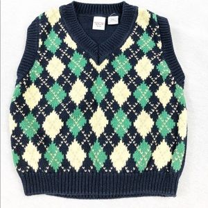 Talbots argyle navy and green sweater vest